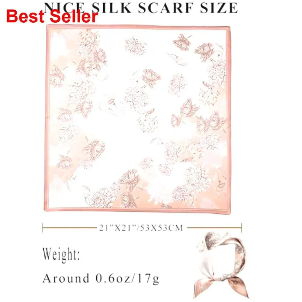 100% Mulberry Silk Scarf Lightweight Square Neckerchief Wrap